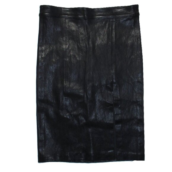 NWT FRAME Denim Le High Leather Pencil Skirt in Washed Noir Black Slit Front 29 - Picture 5 of 8